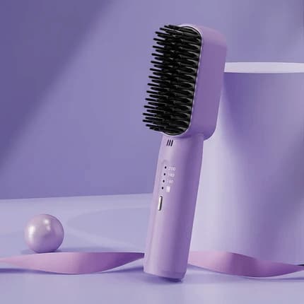 Brosse lissante sans fil démêlante et coiffante à chauffage rapide avec conception anti-brûlure pour tous types de cheveux, idéale pour la maison et les voyages